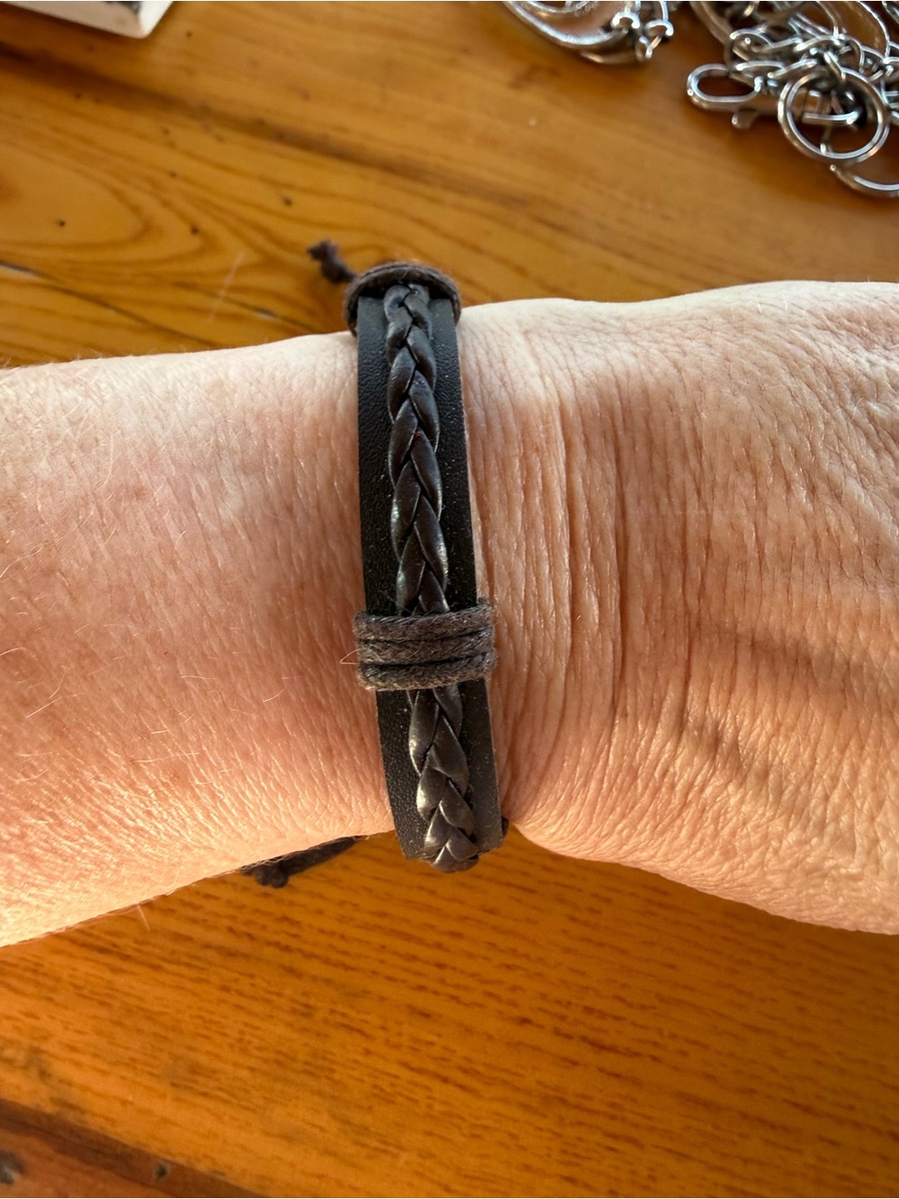 Men's Braided Leather Cord Bracelet - Black
